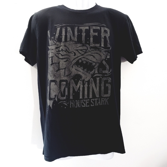 Game of Thrones House Stark Winter‎ is coming Black Graphic Print T shirt - Picture 1 of 4